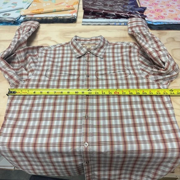 John Varvatos Men’s Western Plaid Button Down Long Sleeve Shirt Brown XXL